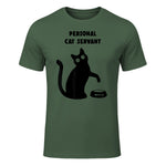 Personal Cat Servant Shirt Funny Black Cat Lover Gift in Military Green - front view