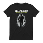 Call of Daddy Parenting Ops – Vatertag Great Dad Joke T-Shirt in Black - back view