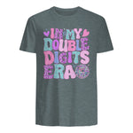 In My Double Digits Era Tenth Birthday Girl T-Shirt in Dark Heather - back view