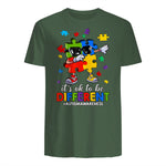 It's OK to Be Different Dabbing Puzzle Autism Awareness Kids in Military Green - back view