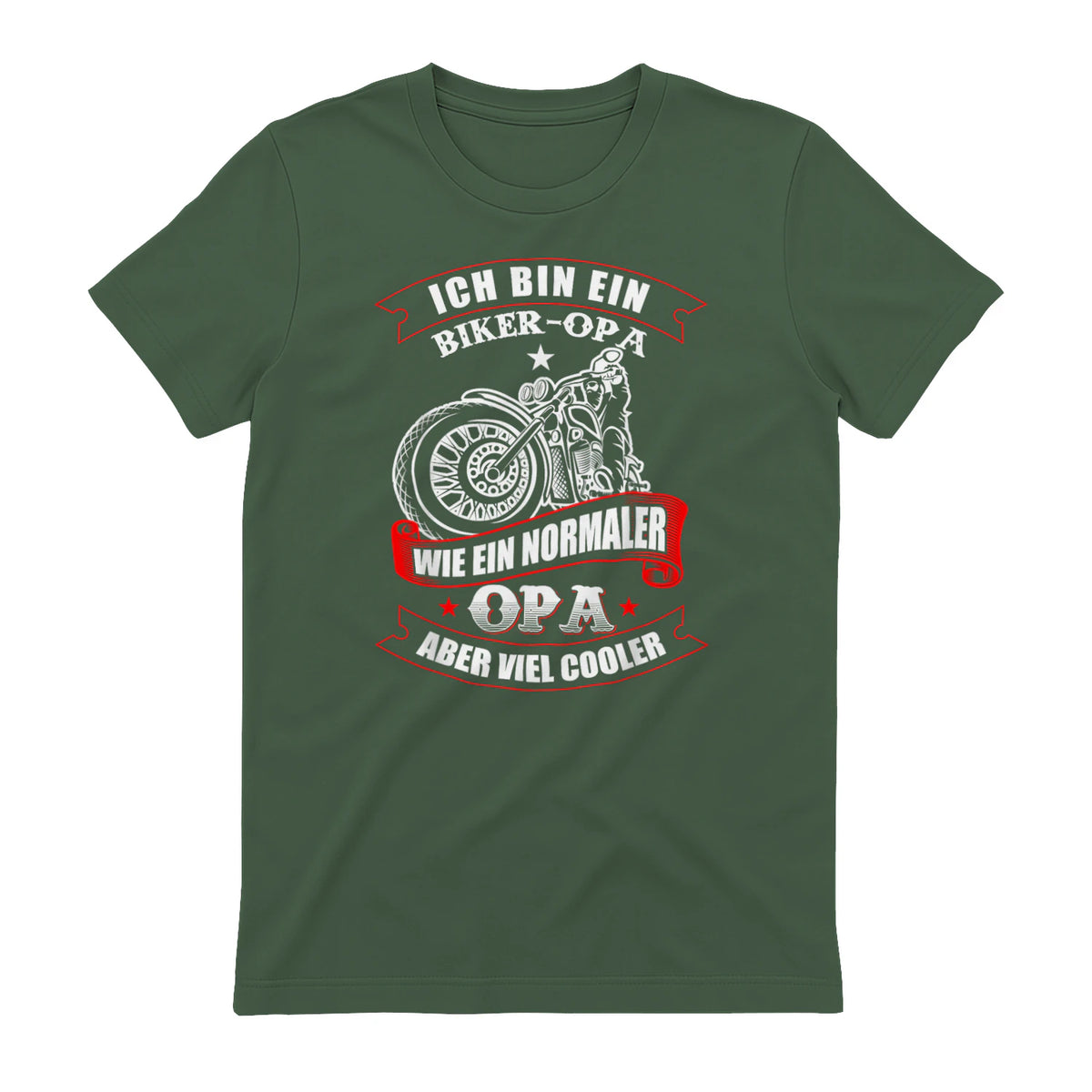 Biker-Opa wie normaler Opa Aber viel Cooler - Motorrad Shirt in Military Green - back view