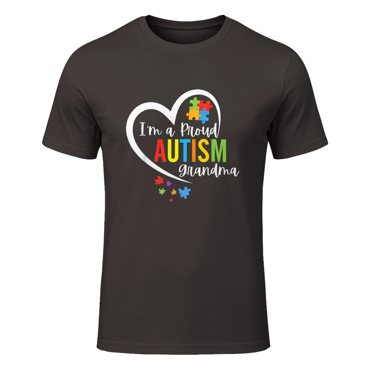 I'm A Proud Grandma Love Heart Autism Awareness Puzzle in Dark Chocolate - front view