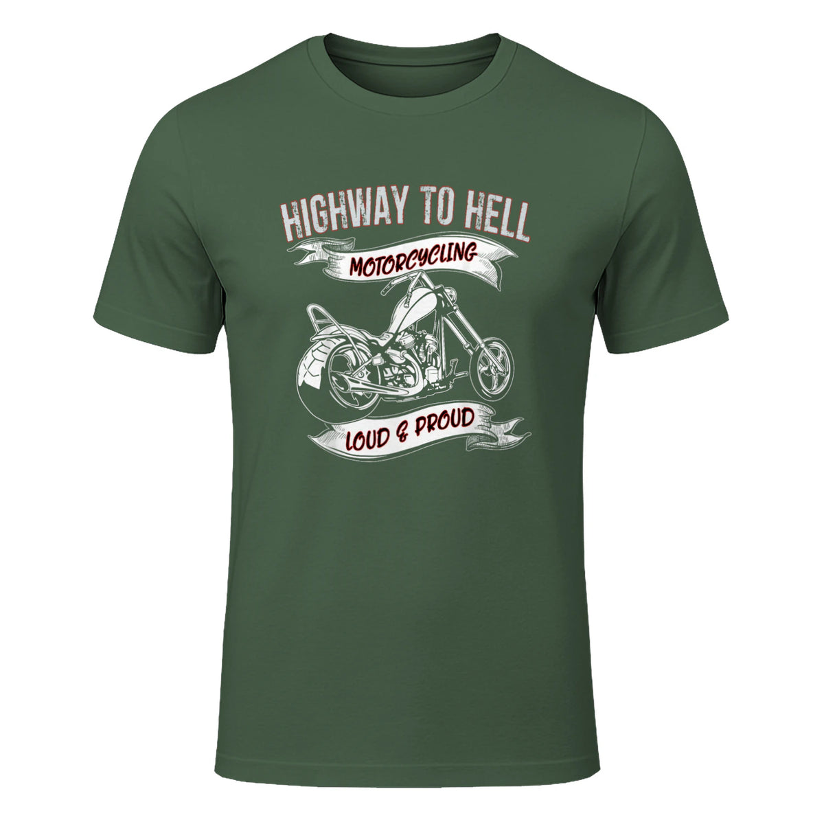 Highway to Hell Motorradfahrer Biker Motorrad Männer in Military Green - front view