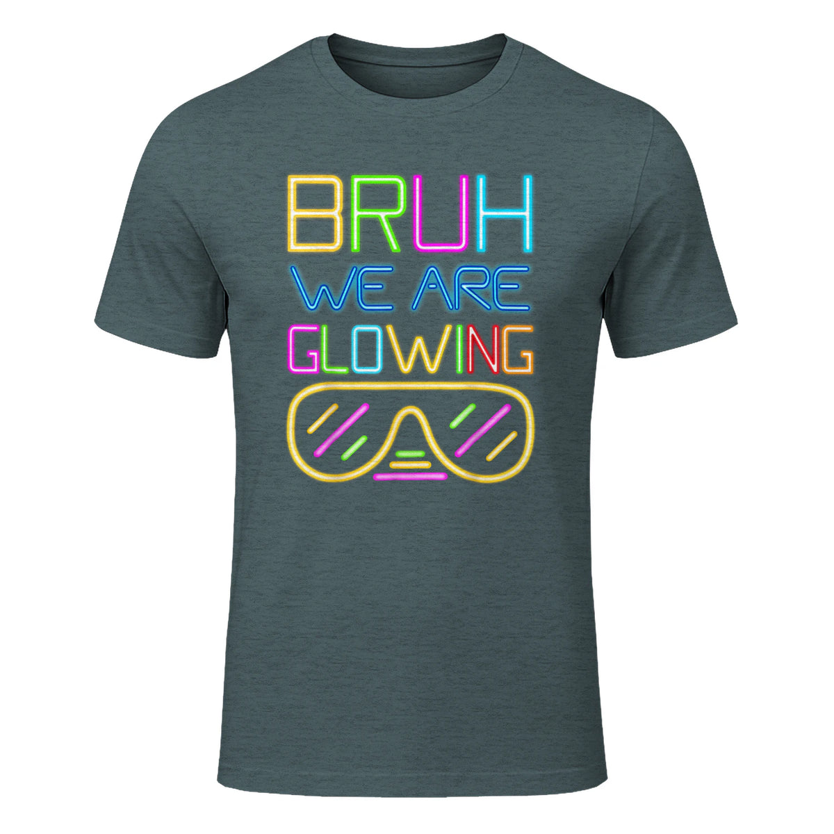 Bruh We are Glowing in My Glowing Era Hello Summer Vacation T-Shirt in Dark Heather - front view