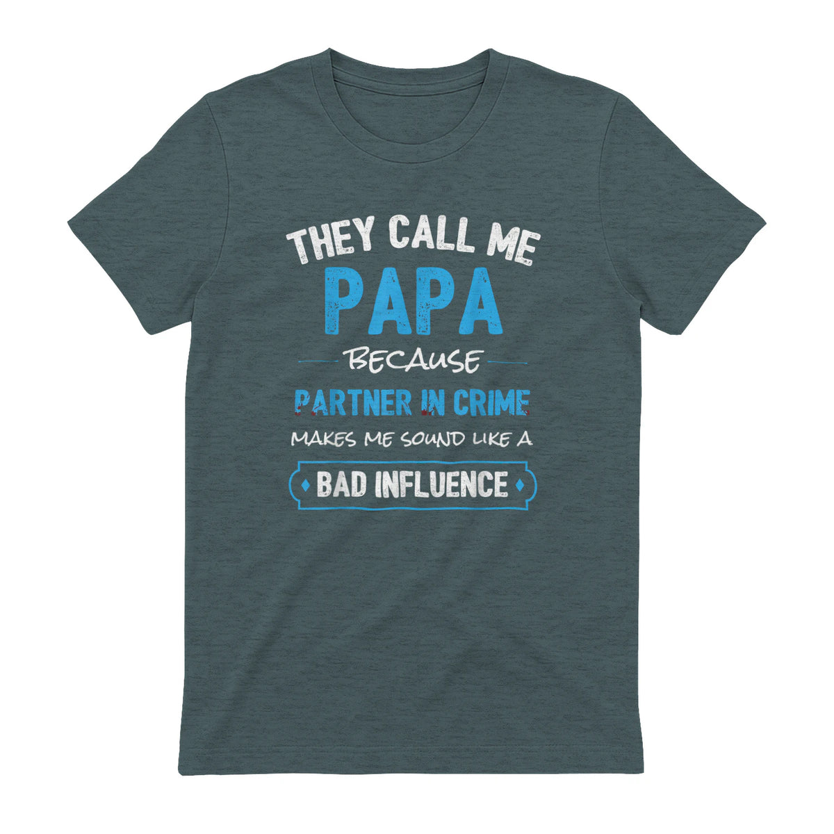 Funny Grandpa Papa Partner in Crime Dad in Dark Heather - back view