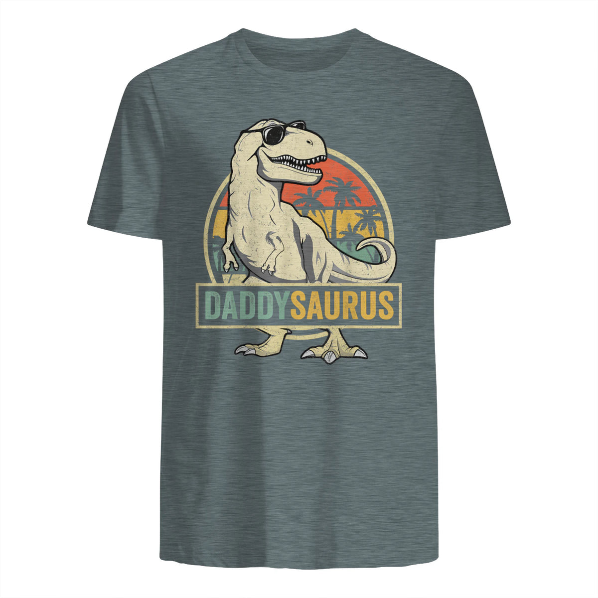 Daddysaurus T Rex Dinosaur Daddy Saurus Family Matching in Dark Heather - back view