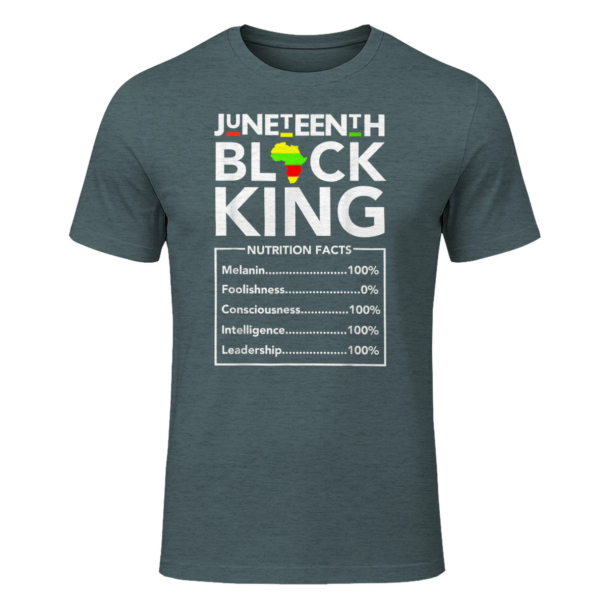 Juneteenth Black King Nutritional Facts Melanin Men Father in Dark Heather - front view