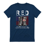 On Friday We Wear Red Military R.E.D Friday Military Remember Everyone Deployed Unisex-Adults US Flag T-Shirt Black Smal in Navy - back view