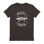 Funny Fishing Reel Cool Papa Dad Joke T-Shirt in Dark Chocolate - back view