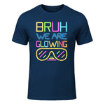 Bruh We are Glowing in My Glowing Era Hello Summer Vacation T-Shirt in Navy - front view