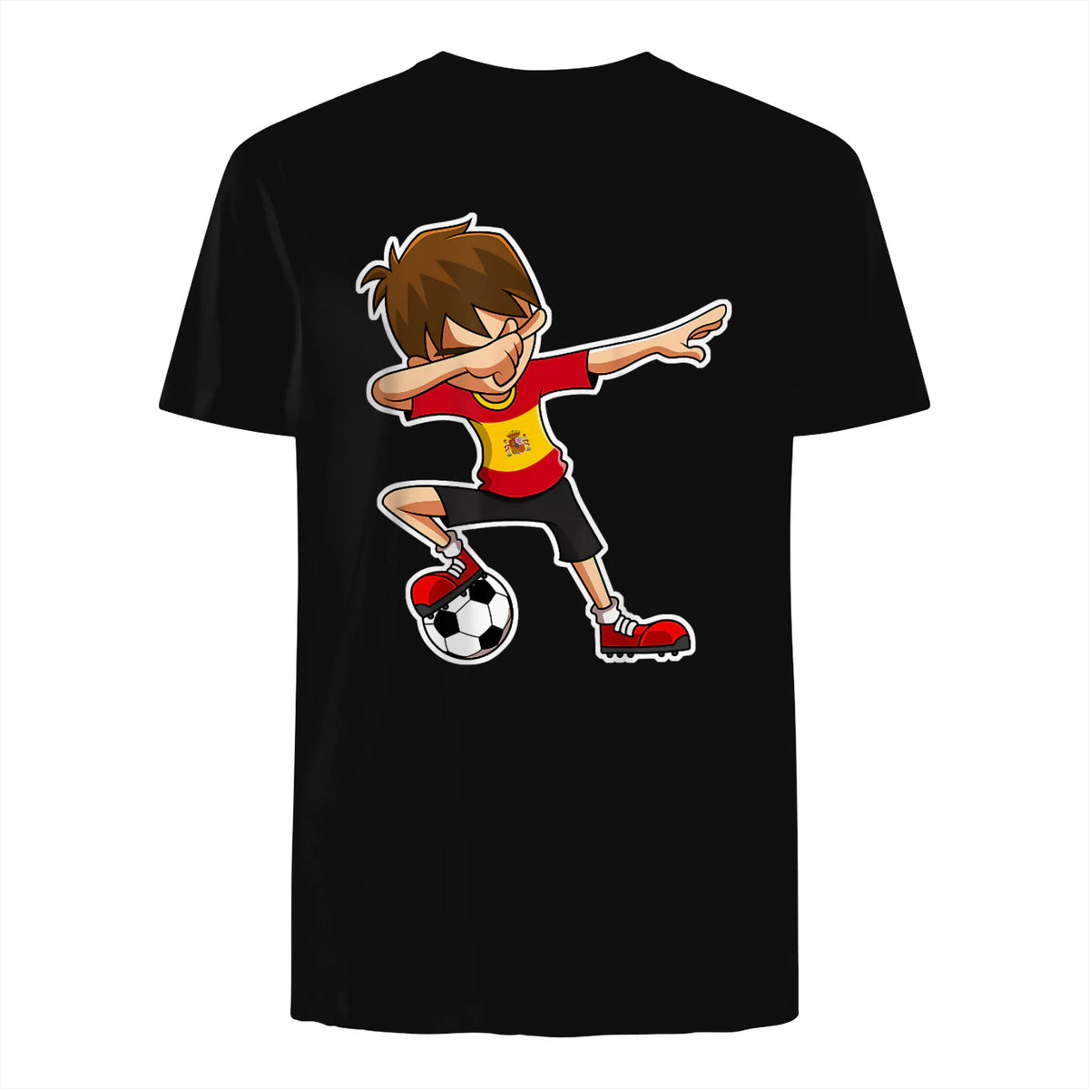 Dabbing Football Garçon Espagne Jersey, Espagnol Enfants Dab in Black - back view