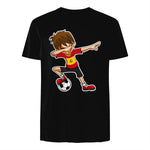 Dabbing Football Garçon Espagne Jersey, Espagnol Enfants Dab in Black - back view