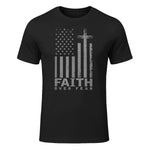 America Pride US Flag Faith Over Fear Prayer T-Shirt in Black - front view