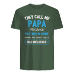 Funny Grandpa Papa Partner in Crime Dad in Military Green - back view