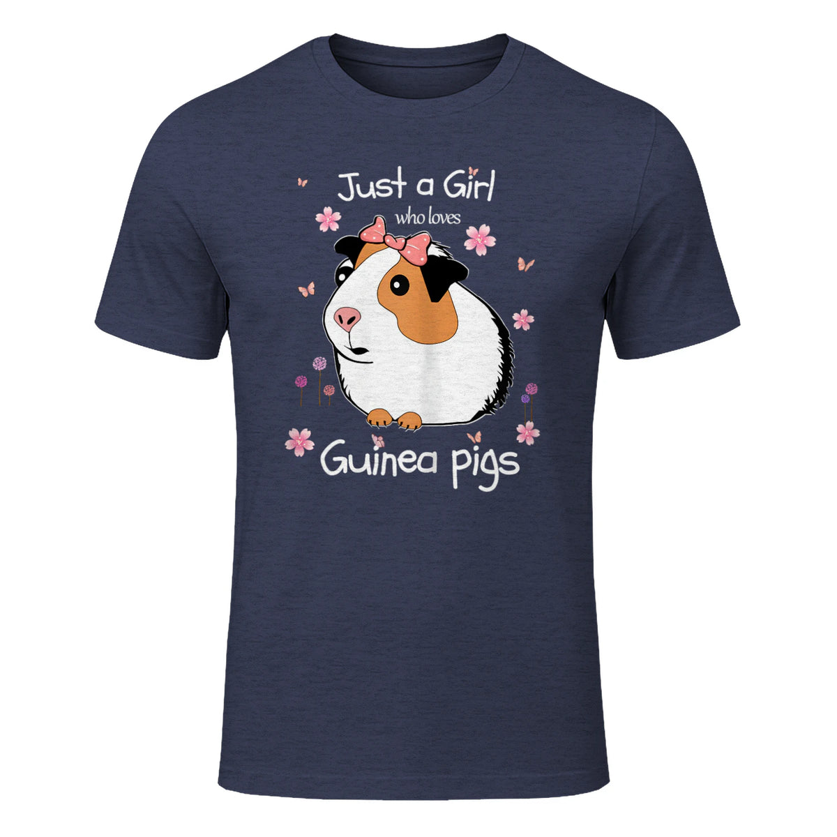 Just a Girl Who Loves Guinea Pigs - Cute Pets Lover Gift in Heather Navy - front view