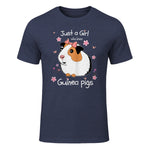 Just a Girl Who Loves Guinea Pigs - Cute Pets Lover Gift in Heather Navy - front view