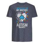 Blue for My Brother Autism Awareness Family Sister Sibling in Heather Navy - back view