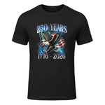 Eagle and Flag Anniversary Birthday T-Shirt in Black - front view