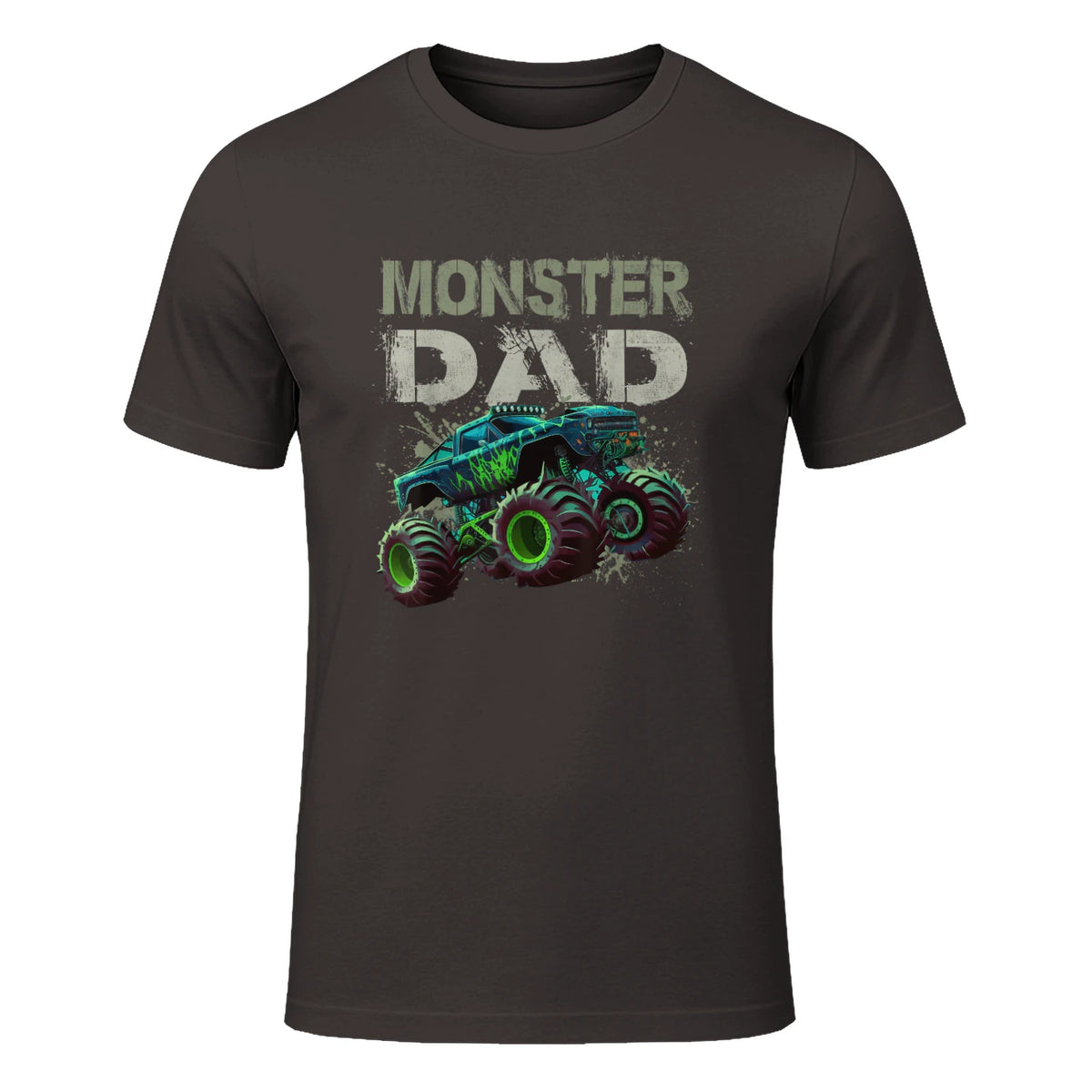Monster Truck Dad T-Shirt in Dark Chocolate - front view
