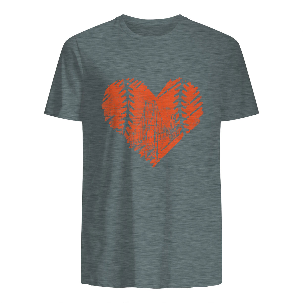 US State San Francisco Baseball Vintage Heart T-Shirt in Dark Heather - back view
