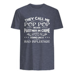 Funny Pop Pop Dad Shirt Valentine Fathers Day Christmas in Heather Navy - back view