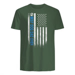 Best Dog Dad Ever American Flag T-Shirt Gift for Best Father in Military Green - back view