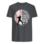 Philippians Four Thirteen Baseball Player Graphic with Bible Verse T-Shirt in Charcoal - back view