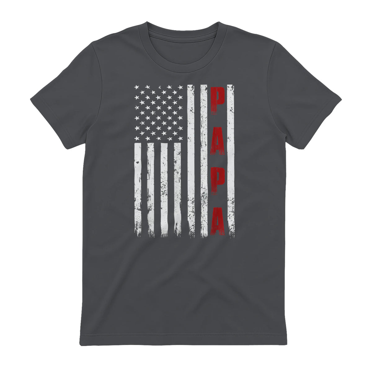 Proud Papa Flag Funny Father's Day from Grandchildren T-Shirt in Charcoal - back view