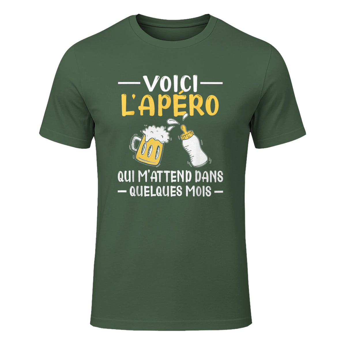 Annonce Grossesse Papa Originale Apéro Drôle Futur Papa in Military Green - front view