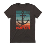 Papitän Papa und Kapitän Lustiges Retro Anker Vatertag in Dark Chocolate - back view