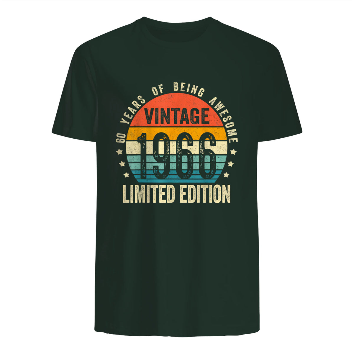 Vintage Sixtieth Birthday Gift T-Shirt in Forest Green - back view