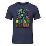 Autism Bruh Dab ASD Awareness Gamer Boys Kids Youth in Heather Navy - front view