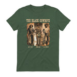 Black Cowboy Western Rodeo Melanin Black History Texas Men T-Shirt in Military Green - back view