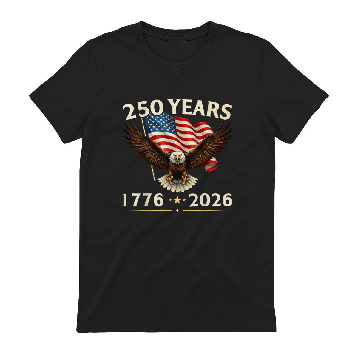 Patriotic Eagle Independence Anniversary T-Shirt in Black - back view