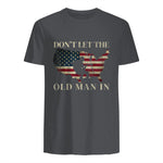 Don't Let The Old Man in Vintage American Flag T-Shirt in Charcoal - back view