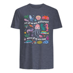 All of Us are Different None of Us are Less Autism Awareness in Heather Navy - back view