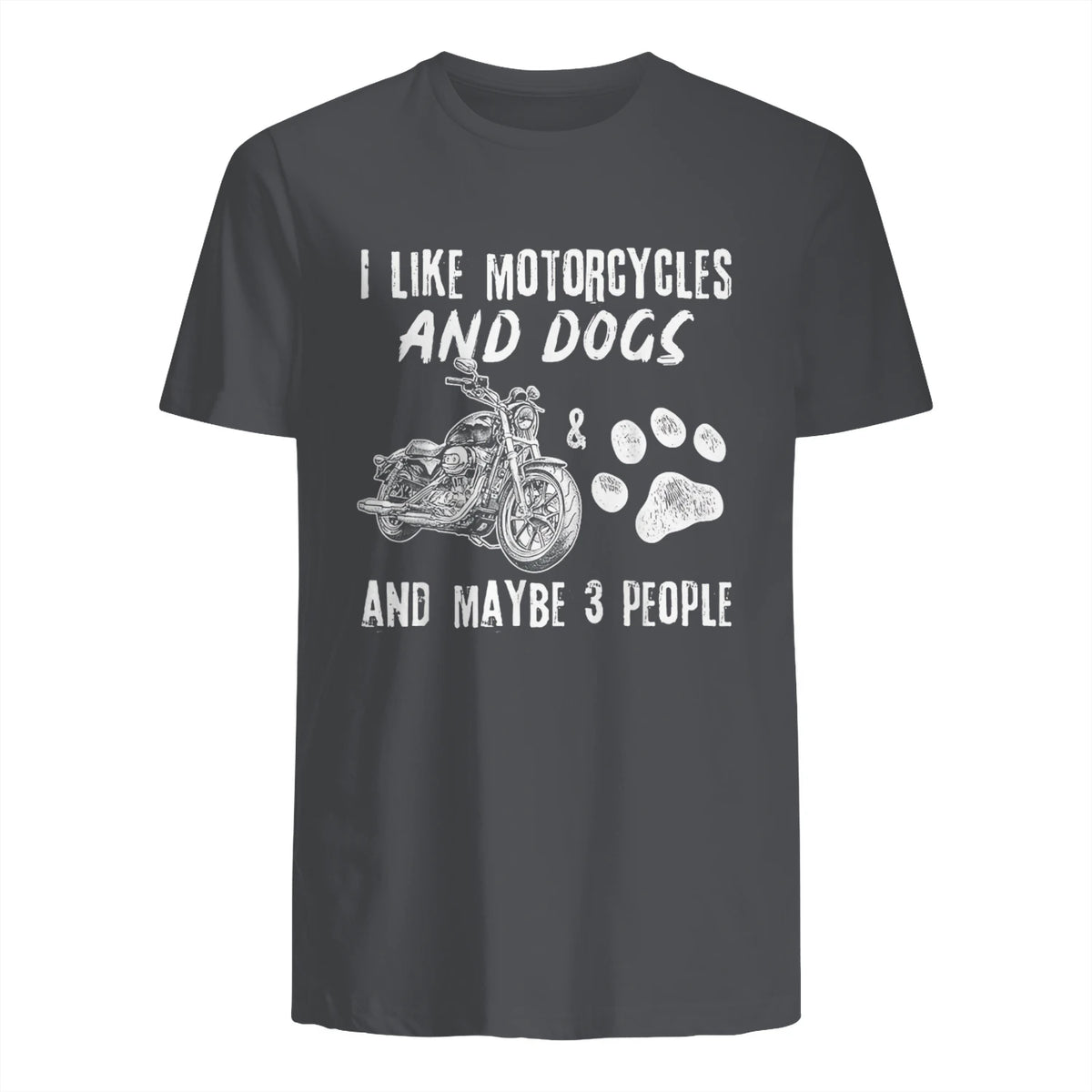 I Like Motorcycles and Dogs and Maybe Three People T-Shirt in Charcoal - back view