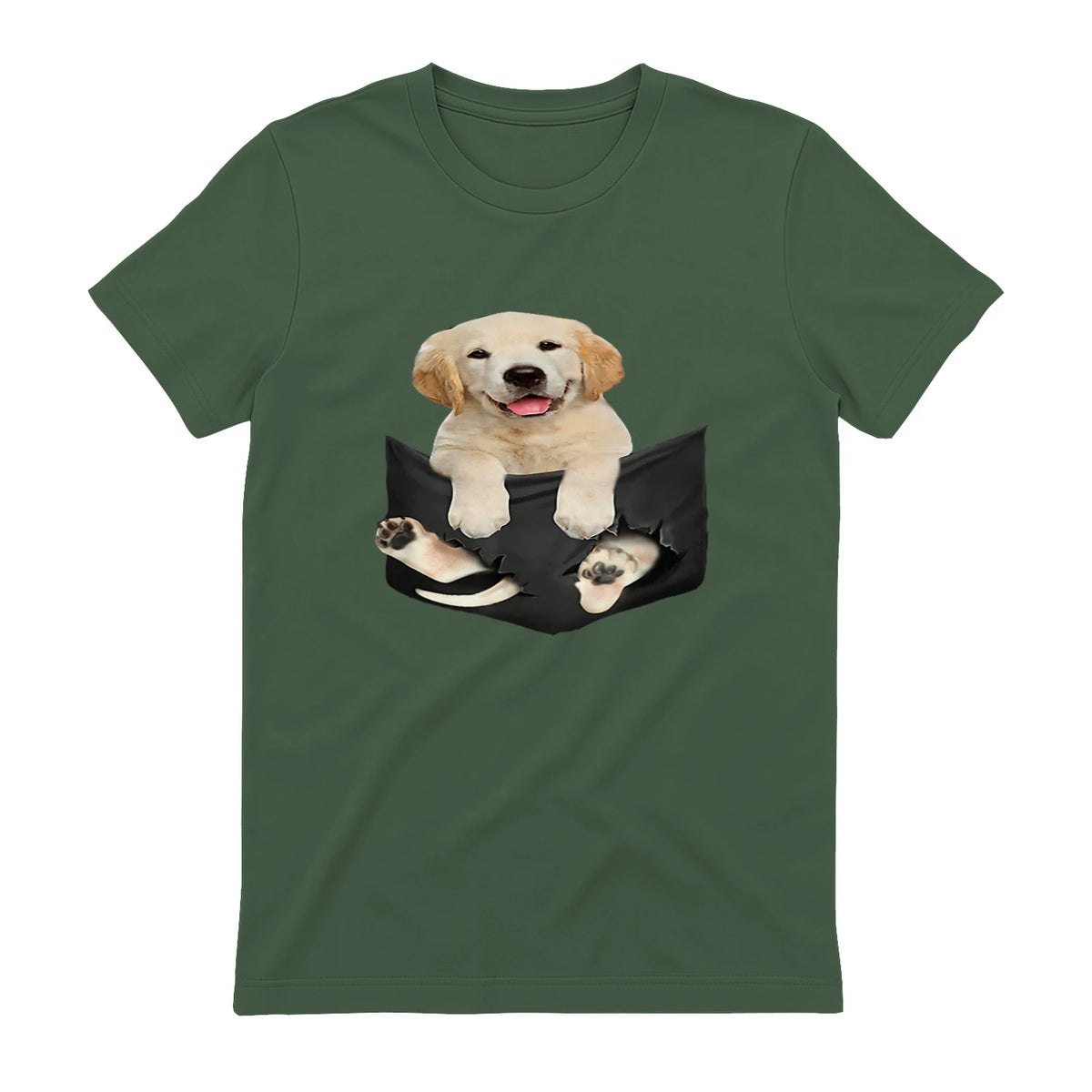 Cadeaux pour les amoureux des chiens Golden in Pocket in Military Green - back view