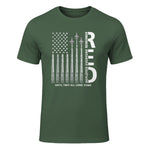 Remember Everyone Deployed RED Friday Military American Flag T-Shirt in Military Green - front view