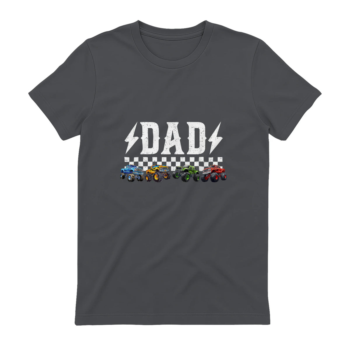 Dad Retro Monster Truck T-Shirt in Charcoal - back view
