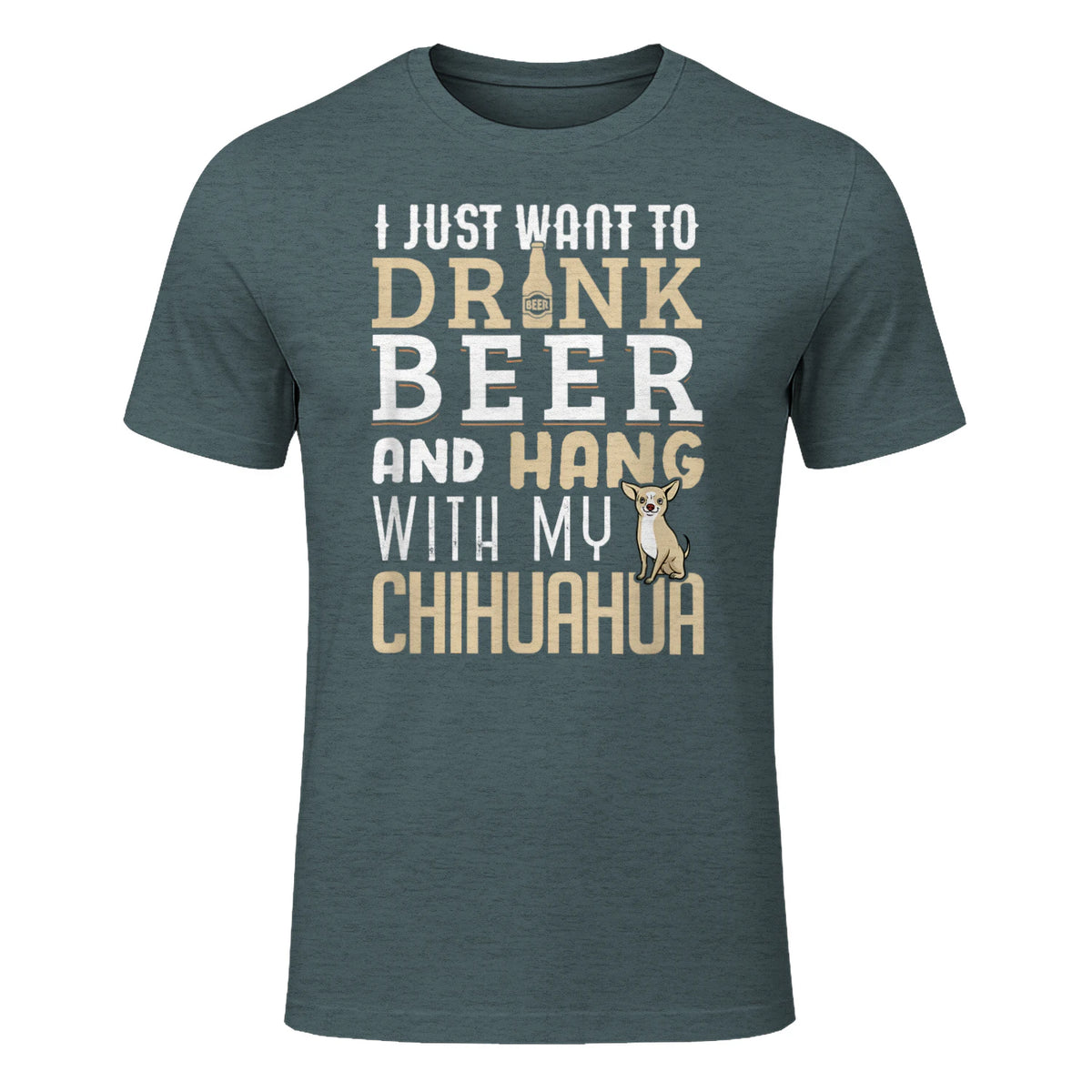 Drôle fête des pères amoureux des chiens Chihuahua Papa Shirt in Dark Heather - front view