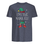 I'm The Nana Elf Shirt Matching Family Outfits Christmas in Heather Navy - back view