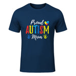 Proud Mom Autism Awareness Family Matching Shirt in Navy - front view
