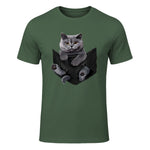 Cat Lovers British Shorthair In Pocket Fun Kitten in Military Green - front view