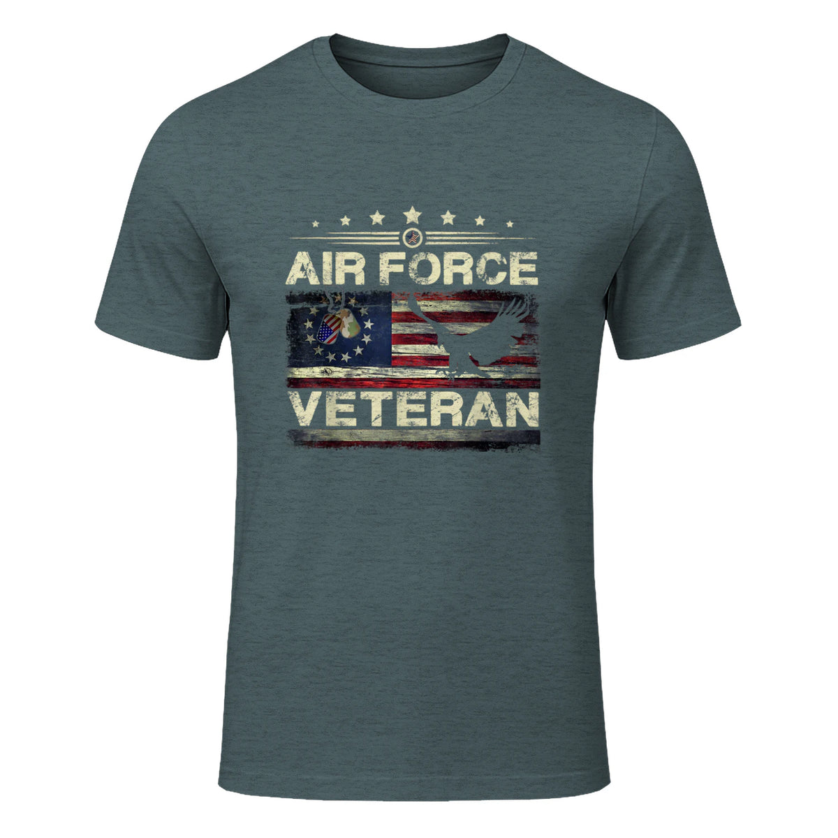 Veteran US Air Force TShirt - American Betsy Ross Flag T-Shirt in Dark Heather - front view