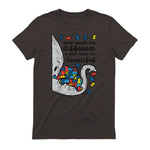 What Makes You Different Autism Awareness T-Shirt in Dark Chocolate - back view