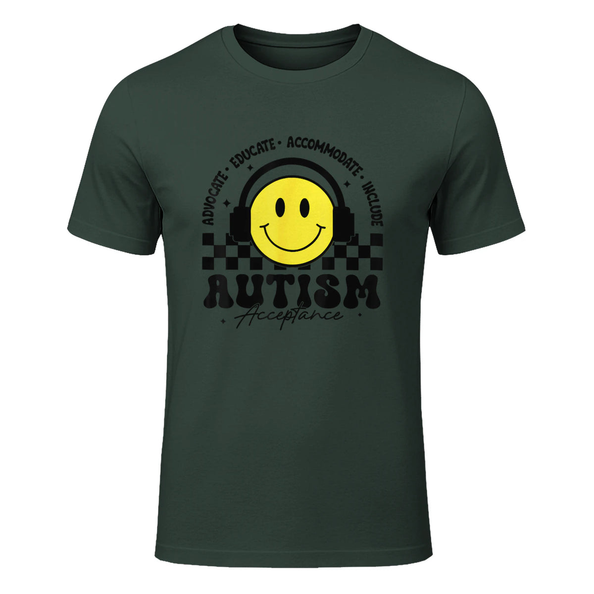 Autism Awareness Acceptance Special Education Teacher Kids in Forest Green - front view