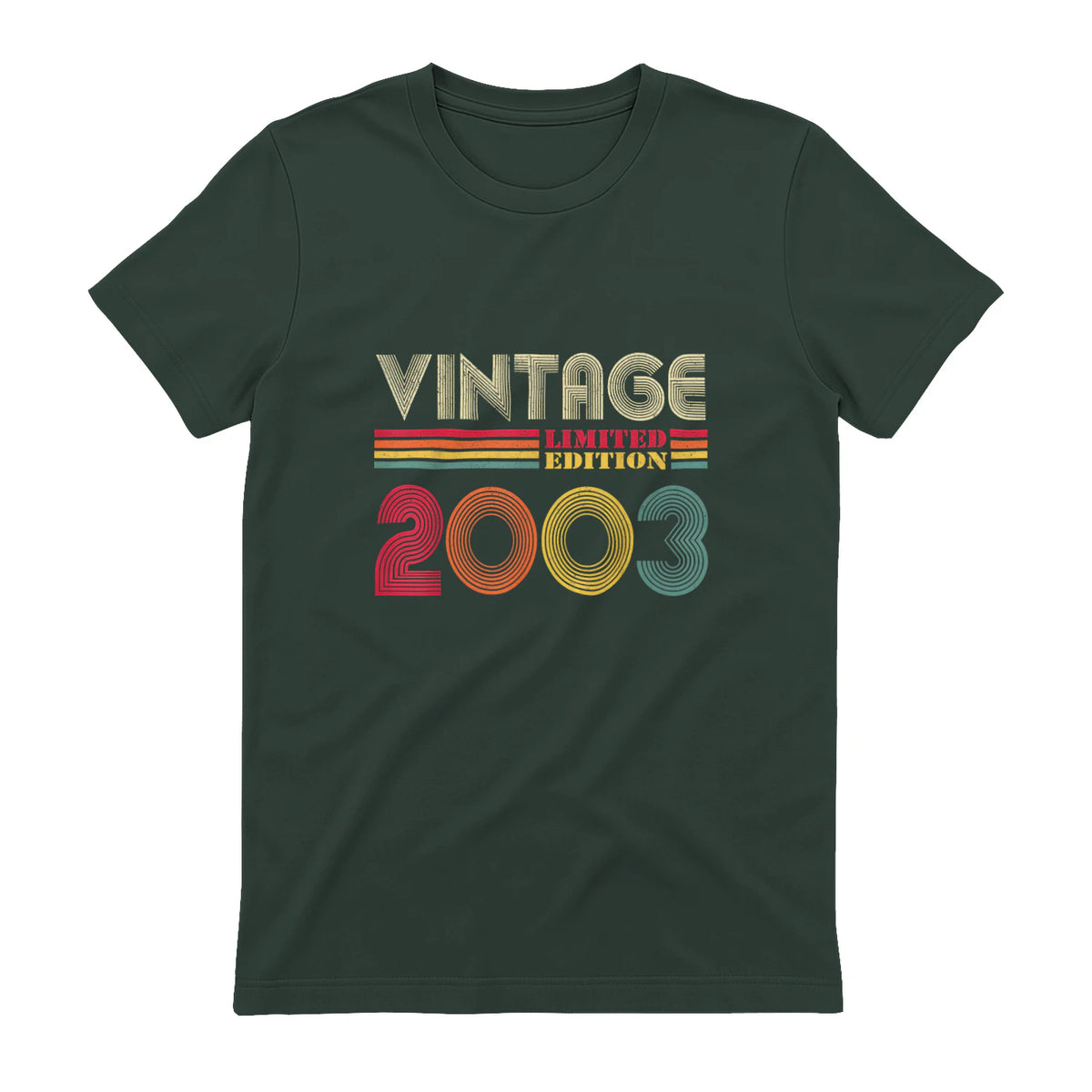 Vintage Twenty-First Birthday Gift T-Shirt in Forest Green - back view