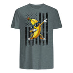 Dabbing Banana Retro American Flag Banana Lover Boys Kids T-Shirt in Dark Heather - back view