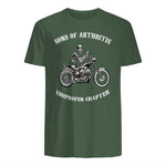 Sprüchewerkstatt Sons mit Arthritis Ibuprofen Chapter Motorradfahrer für Herren, Schwarz, in Military Green - back view